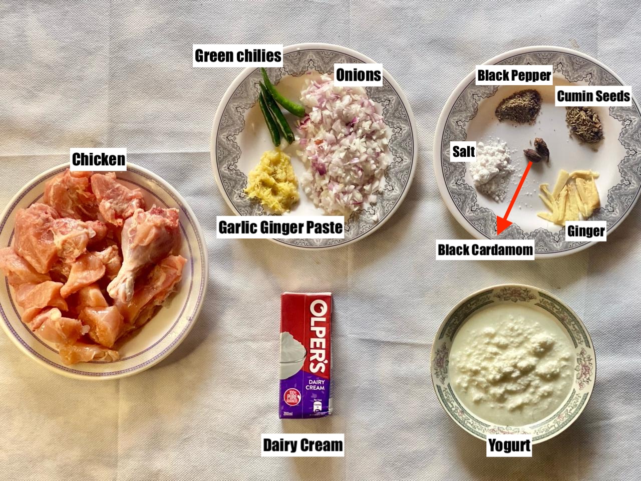 ingredients of white chicken korma