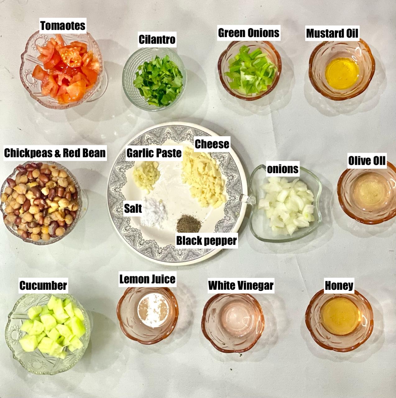 Ingredients of chickpea salad