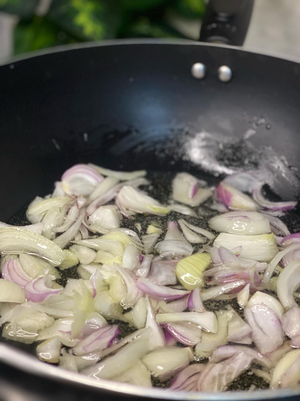 saute onion in a pan