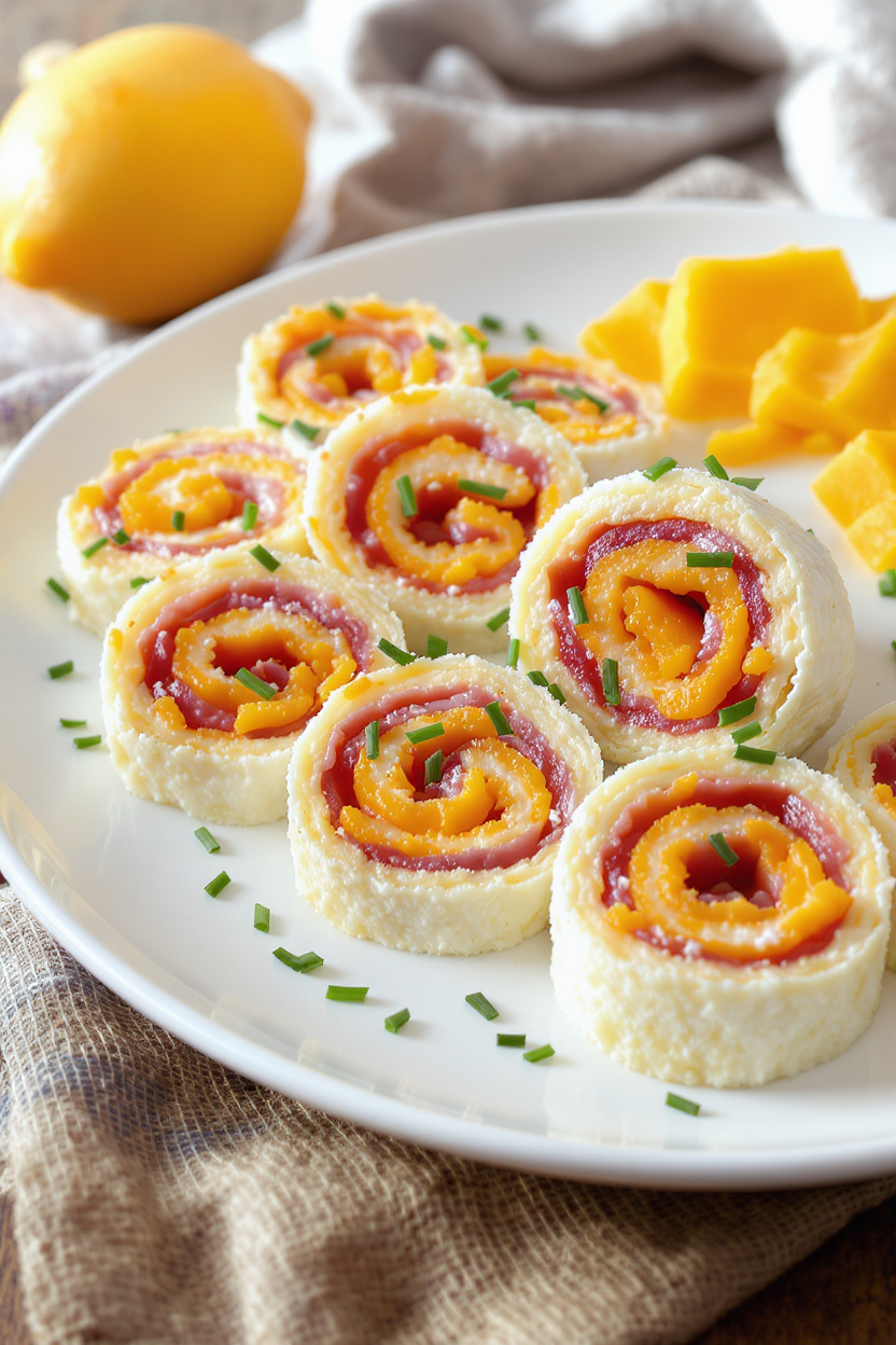 Easter Ham and Cheddar Pinwheels