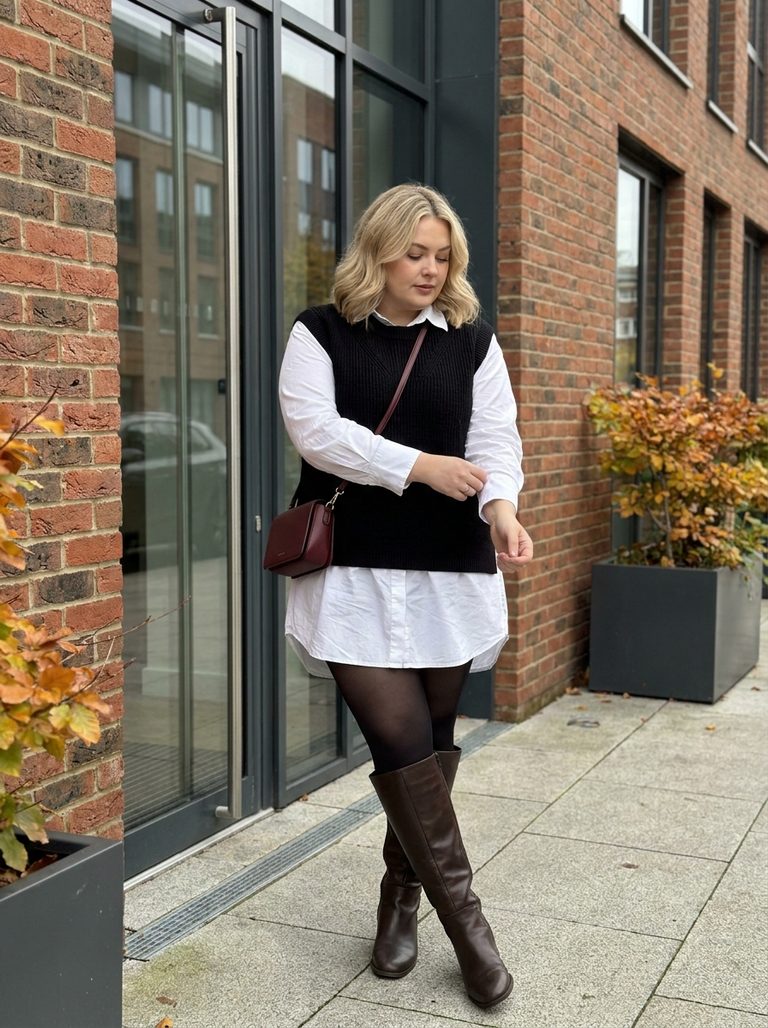 10 Plus Size Sweater Vest Outfit Ideas