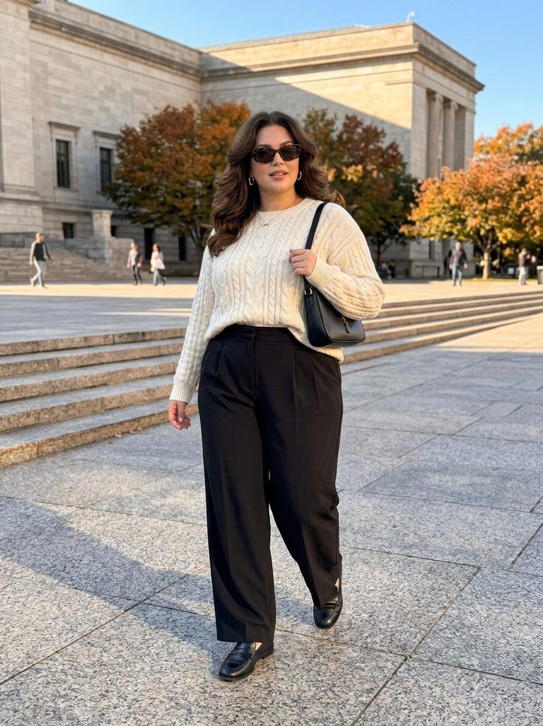 Plus Size Cable Knit Sweater Outfits