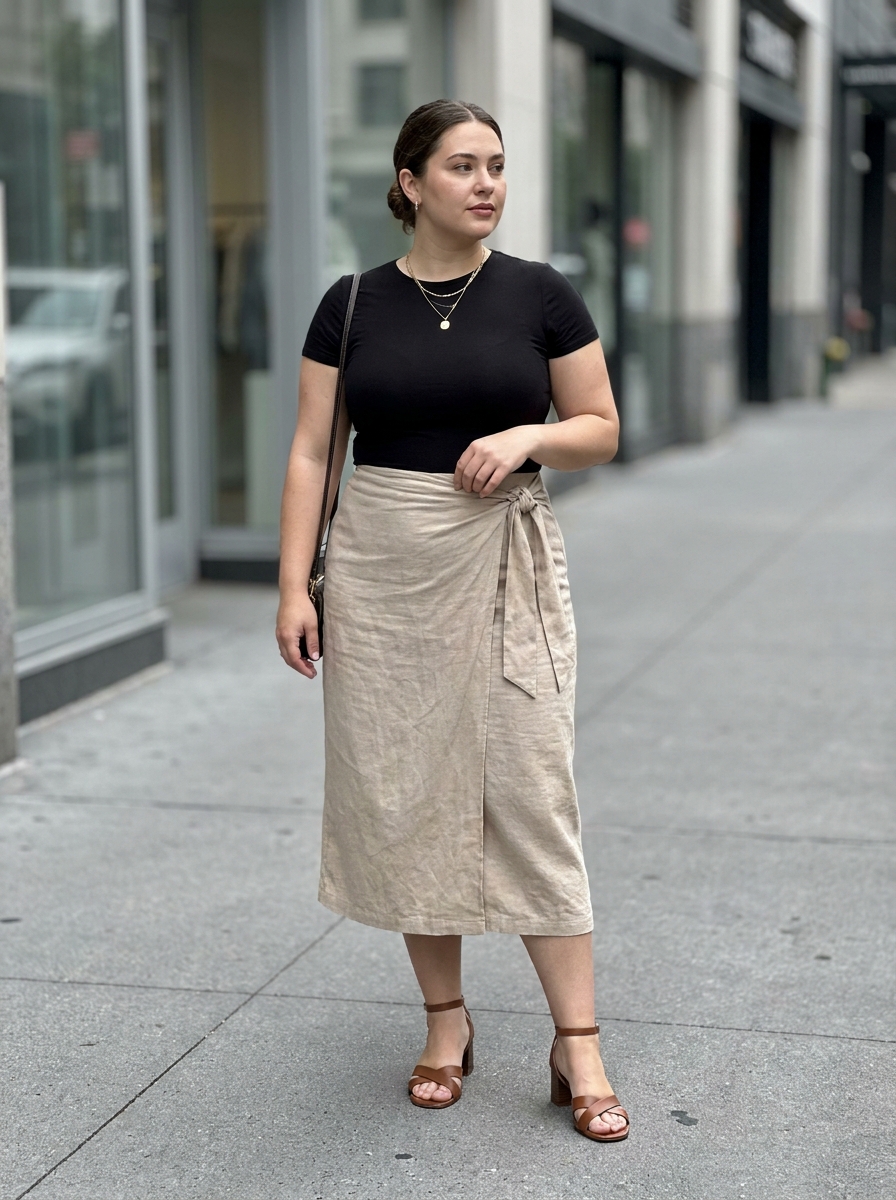 15 Plus Size Beige Skirt Outfit Ideas for Effortless, Everyday Elegance
