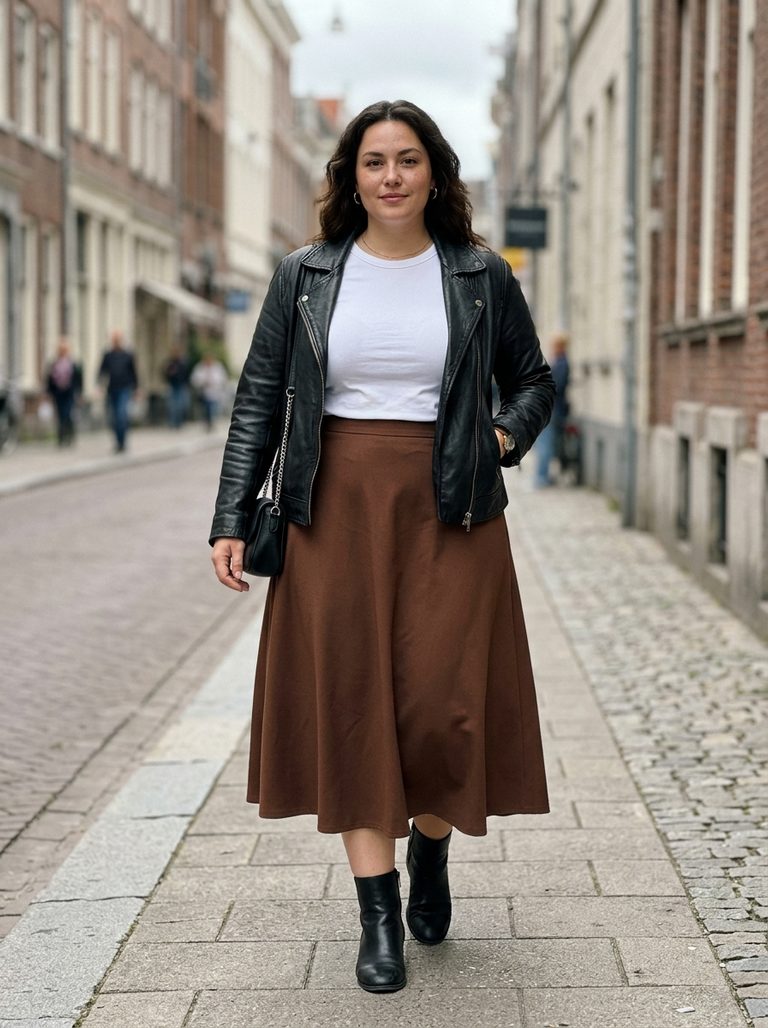 15 Plus Size Brown Skirt Outfit Ideas