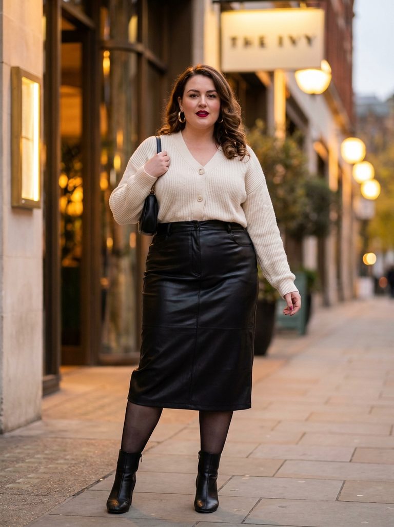 10 Plus Size Cardigan and Skirt Outfit Ideas