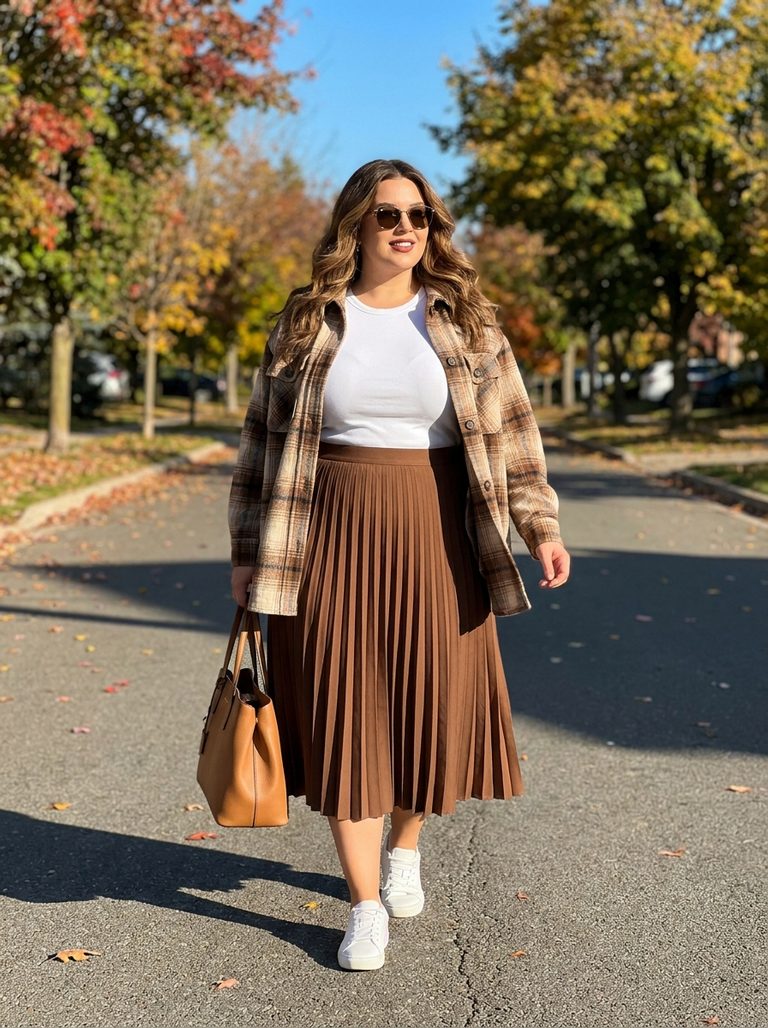 15 Plus Size Pleated Skirt Outfit Ideas