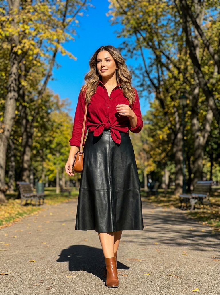15 Plus Size Leather Skirt Outfit Ideas