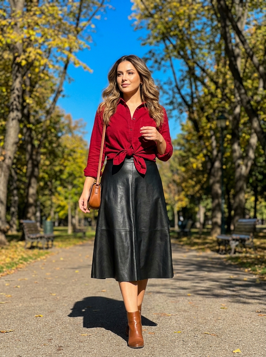 15 Plus Size Leather Skirt Outfit Ideas