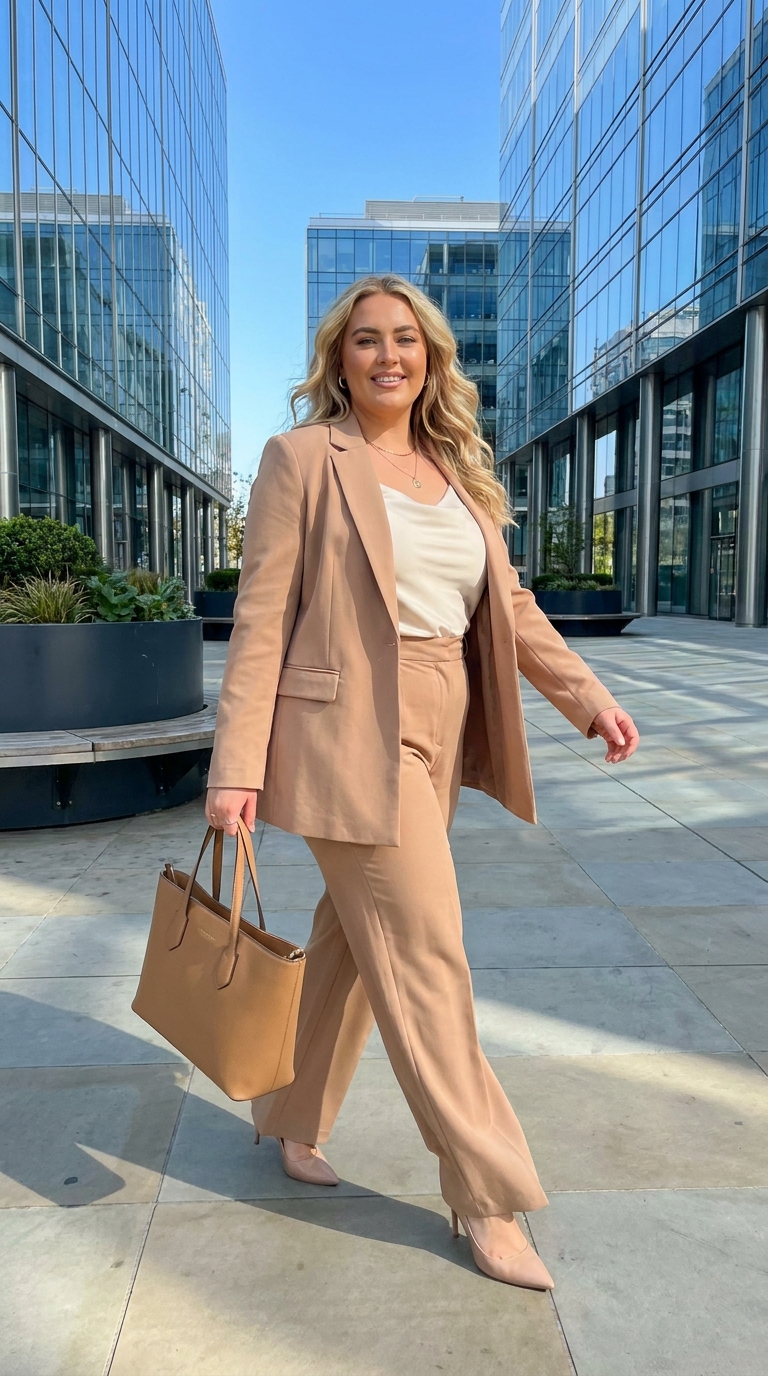 10 Plus Size Beige Blazer Outfits That Look Soft and Polished
