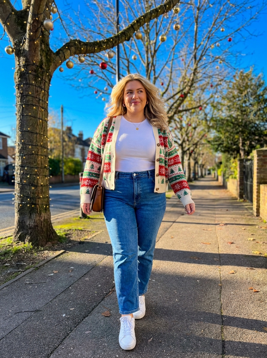 10 Plus Size Christmas Sweater Outfits That Are Cute, Not Cheesy